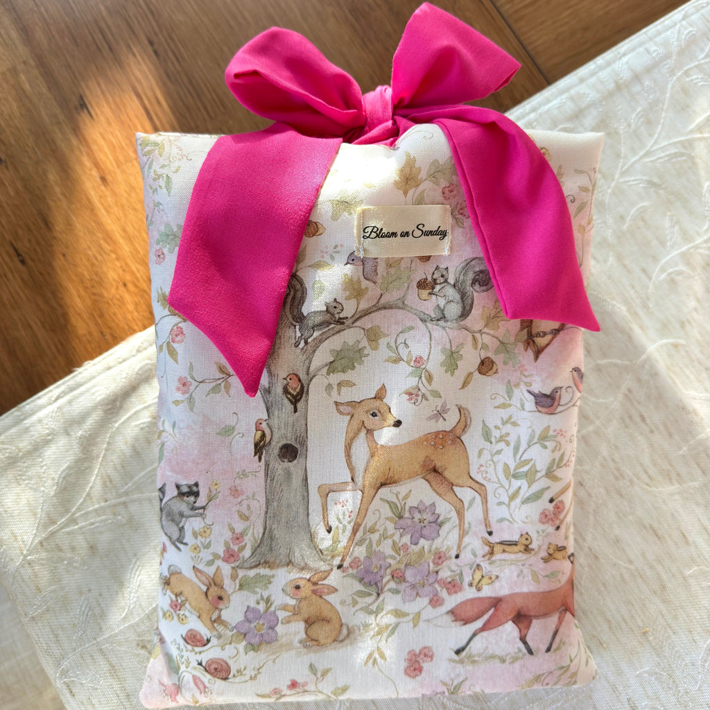 Enchanted Woodland Handmade Book Sleeve with Bow